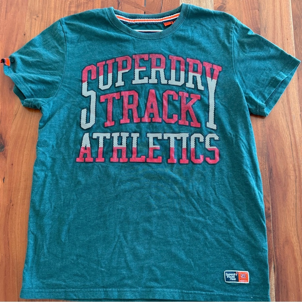 Superdry Green and Red Track Athletics Tee - Picture 4 of 11